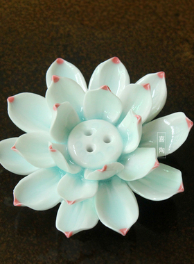 陶瓷家用手工莲花香插