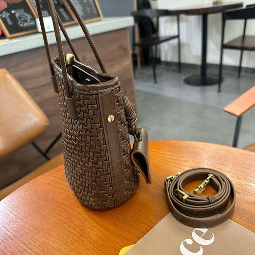 SELIN WEISS包包女新款时尚百搭手工编织女包小众手提斜挎水桶包 - 图0