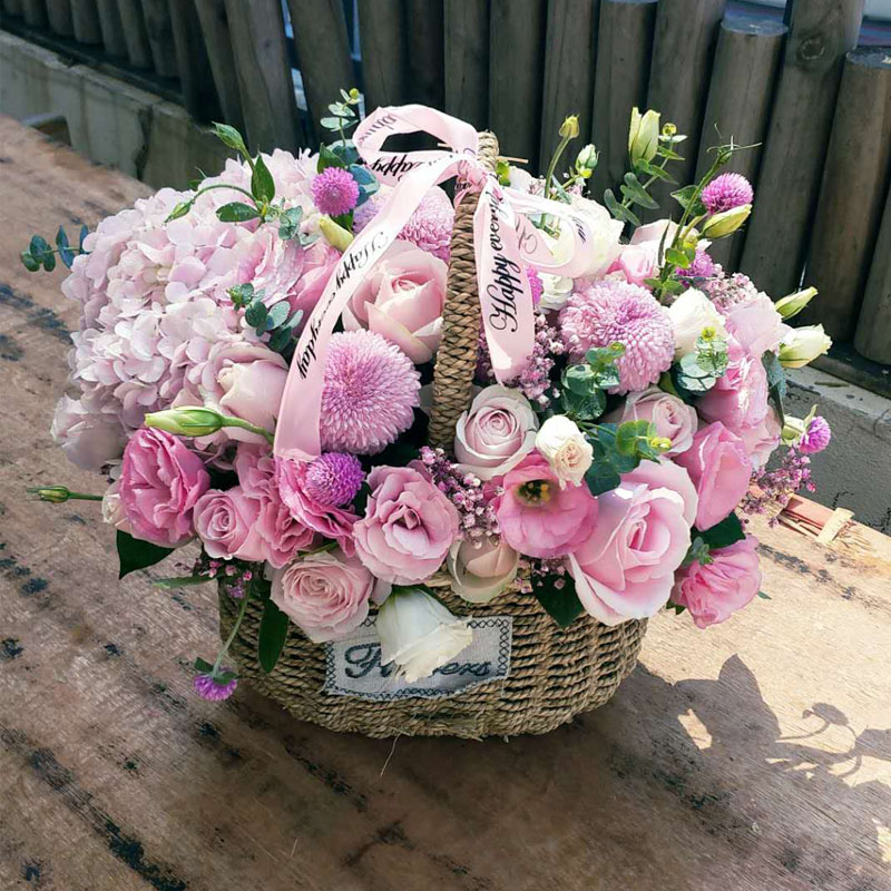 精品手提花篮青岛花店鲜花同城速递市南市北崂山李沧城阳生日礼物