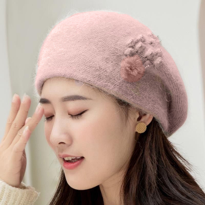 妈妈帽子女秋冬兔毛针织毛线帽中年护耳贝雷帽加厚保暖奶奶帽百搭,淘宝优惠券,粉丝福利购,淘宝优惠卷