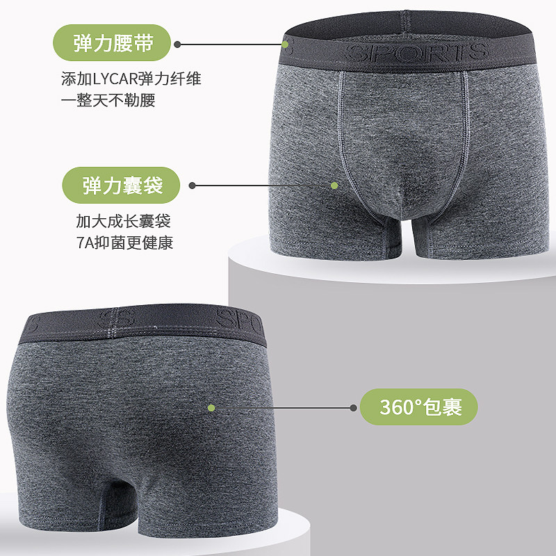 男童内裤青少年发育期纯棉底裆平角裤10A抗菌中大童男孩四角短裤,淘宝优惠券,粉丝福利购,淘宝优惠卷