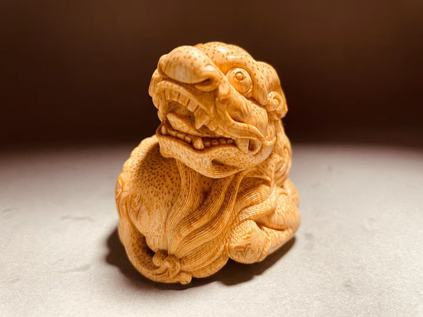 名家精品竹根雕纯手工瑞兽麒麟手把件 文玩雅玩