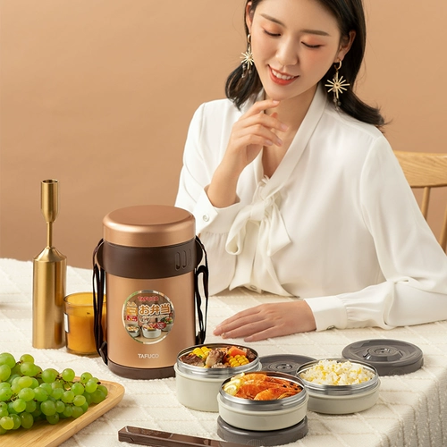 Японский термос из нержавеющей стали, ланч-бокс для школьников, портативная вместительная и большая термическая бочка, нержавеющая сталь AISI 304