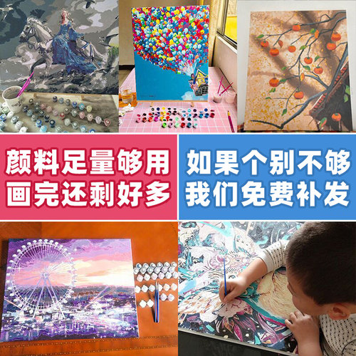 数字油画古风水墨画diy数字油彩画新中式手工填色画 江南风景樱花 - 图1