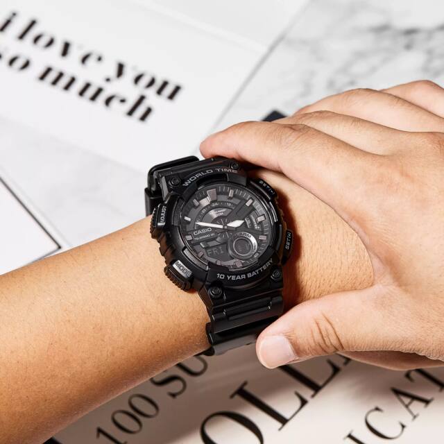 Casio watch male student classic retro CASIO Black Warrior sports waterproof watch AEQ-110W-1B