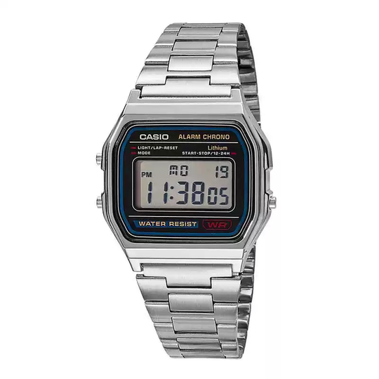 Casio Casio watch men's retro small square silver watch student female quartz electronic A158W A159W