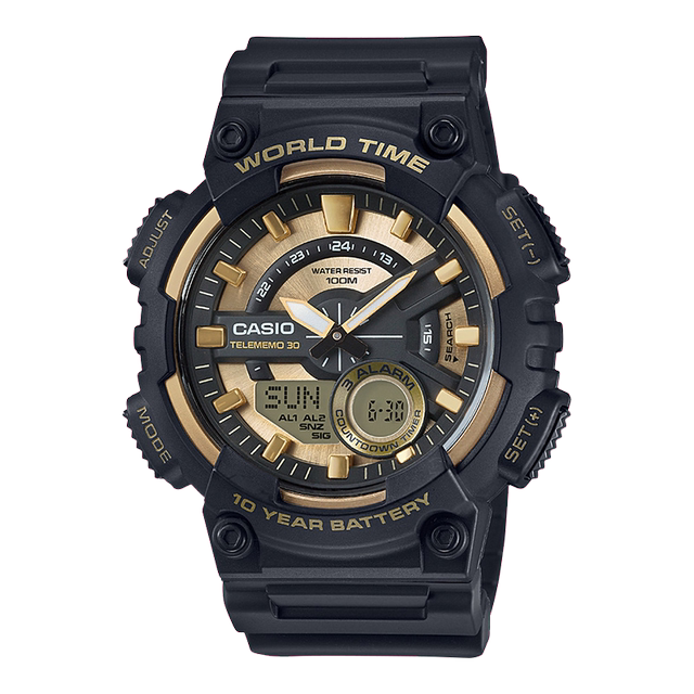 CASIO Casio watch men's student sports waterproof black gold electronic watch AEQ-110BW-9A