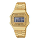 Casio watch CASIO A168WG-9W retro trendy square seven-year power steel strap waterproof small gold watch