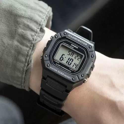 Casio卡西欧小方块手表运动防水多功能学生手表W-218H-1B - 图0