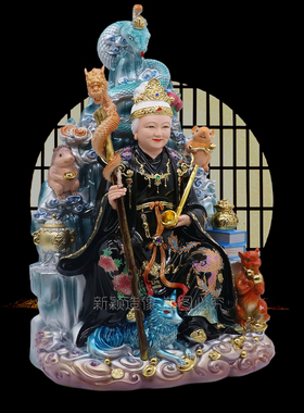 树脂黑老太神像五仙赐福堂口摆件