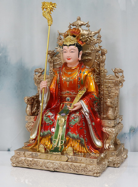 树脂铜彩泰山奶奶像家用摆件