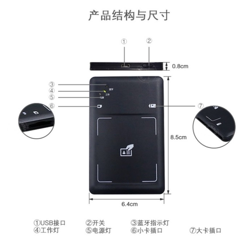 森锐蓝牙身份识别仪二代身份阅读器蓝牙随身厅联通电信移动开卡器 - 图1