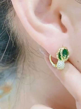 网红白菜设计女绿色耳坠新款