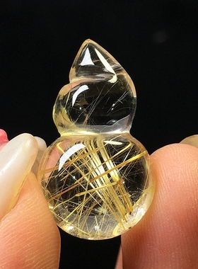 天然金发晶钛晶雕刻件吊坠