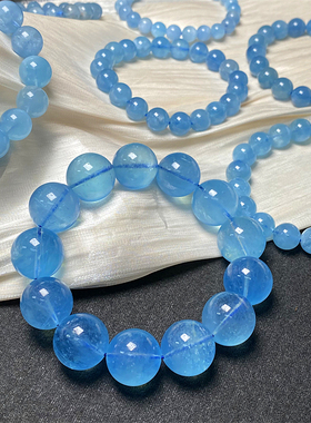 天然男女同款海蓝宝手链简约饰品