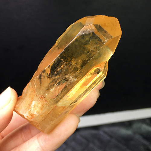 天然巴西黄水晶柱原石柱子未打磨原矿六棱柱双头彩虹客厅桌面摆件_虎窝淘