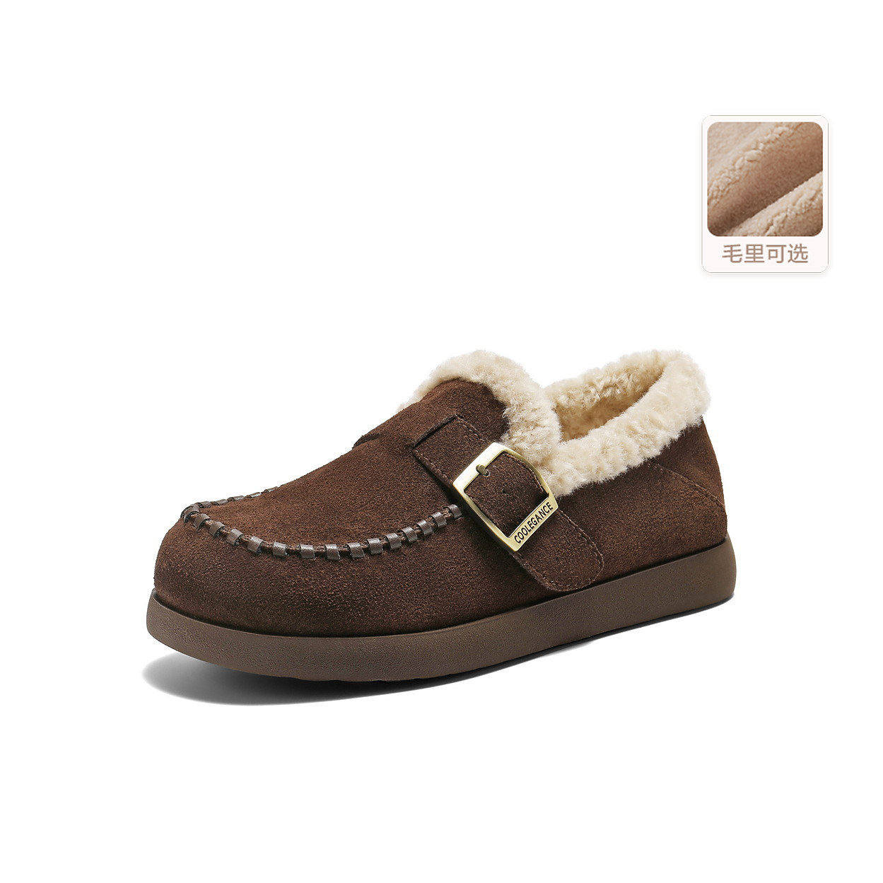 专柜正品百丽2026春新款女鞋复古厚底勃肯鞋保暖毛毛单鞋F3W1DAM6,淘宝优惠券,粉丝福利购,淘宝优惠卷