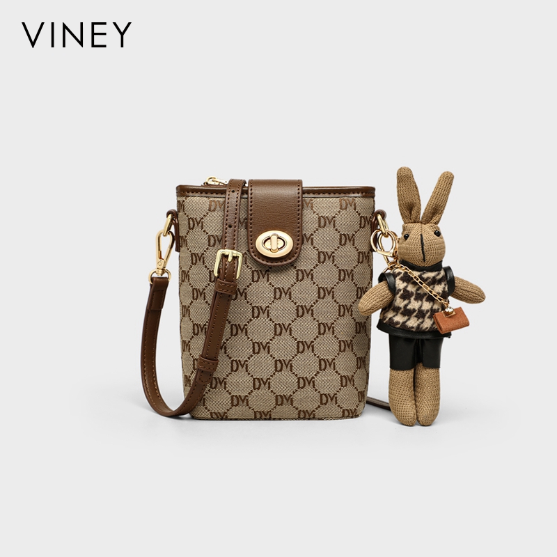 Viney手机包包女式2025新款秋冬女包高级感斜挎包小包单肩水桶包 - 图0