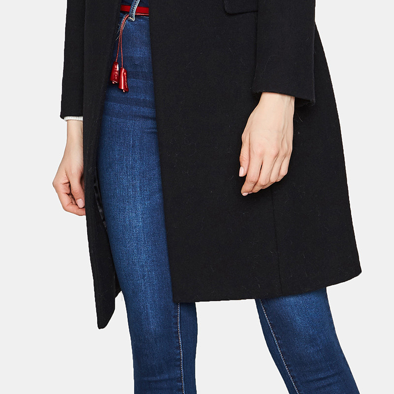 艾格冬新品简约优雅纯色女毛呢大衣 艾格银座毛呢外套
