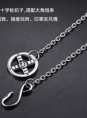 高桥吾郎叶子羽毛吊坠钛钢项链男