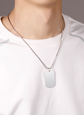 999纯银军牌吊坠定制刻字项链潮