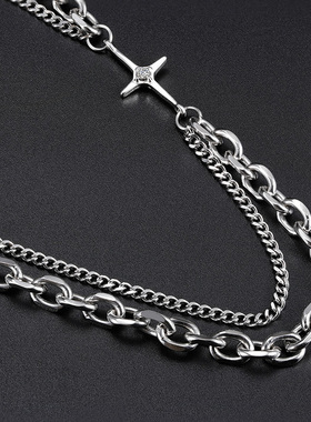 夏季INS嘻哈小众冷淡风钛钢项链