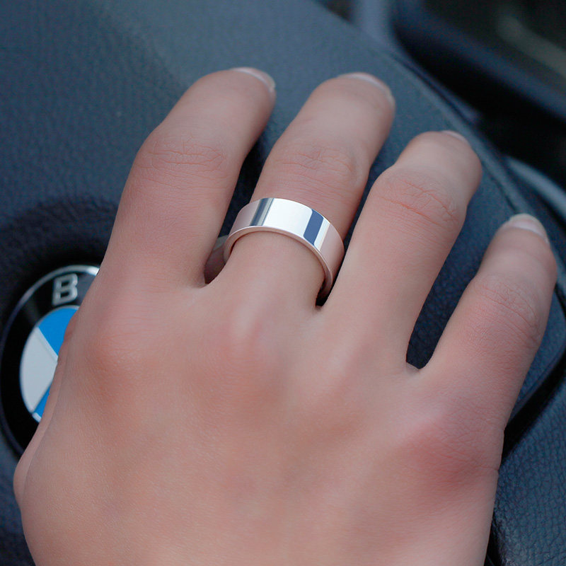 纯银单身个性999宽素圈嘻哈银戒指 gde戒指/指环