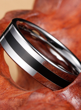 钨金黑色戒指男潮霸气黑道氚气