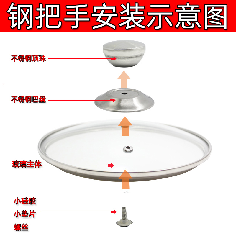 玻璃盖家用锅盖钢化加厚宽边防溢防爆炒锅奶锅汤锅直锅通用不锈钢-图0