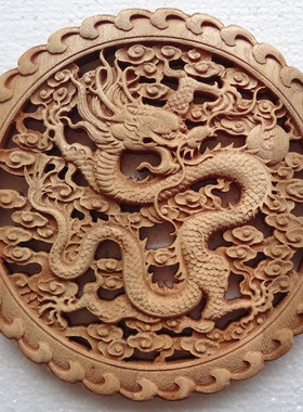 天天特价小圆形凤凰牡丹玄关木雕