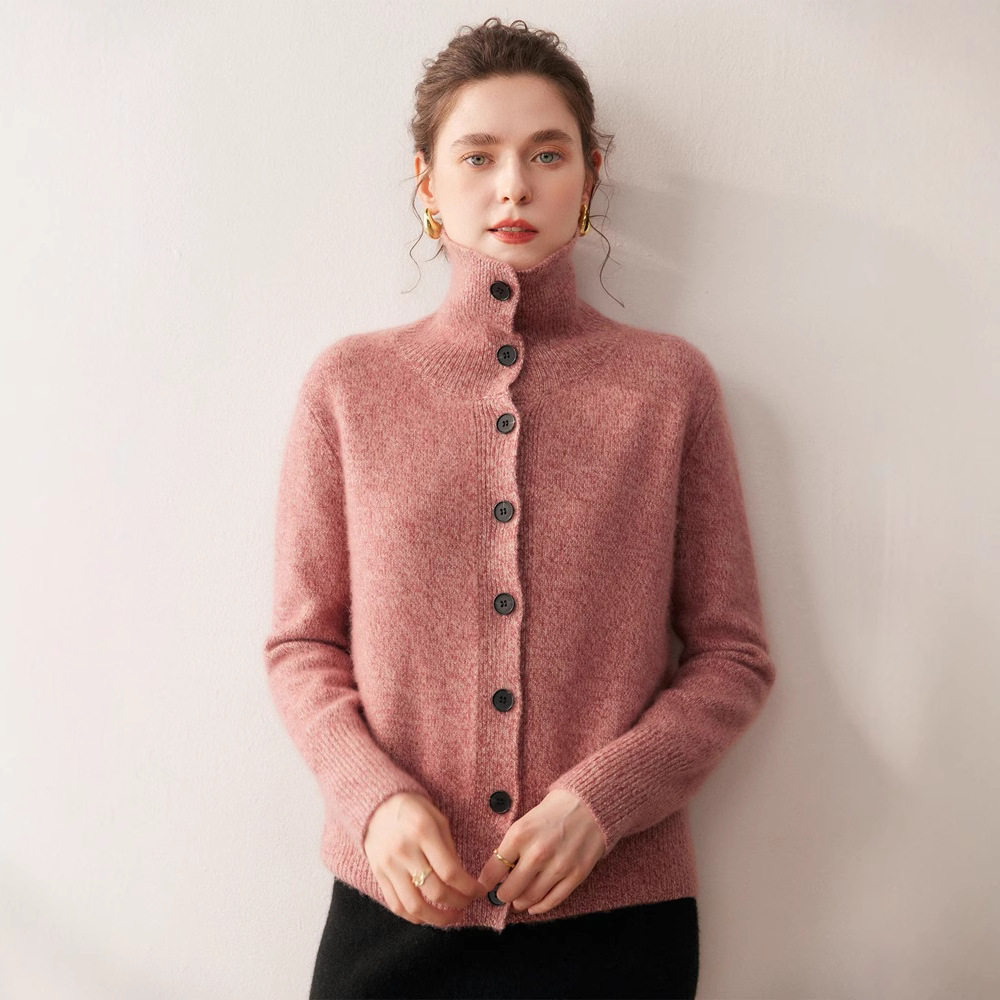 2025秋冬新款高领羊绒针织开衫女士休闲宽松羊毛外套纯色百搭毛衣,淘宝优惠券,粉丝福利购,淘宝优惠卷