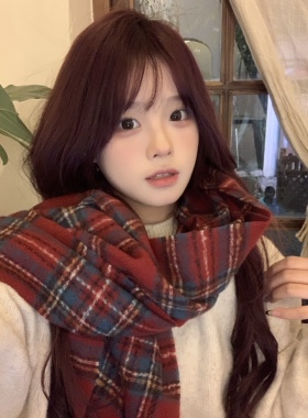 星月豚骨日系格子保暖秋冬围巾女