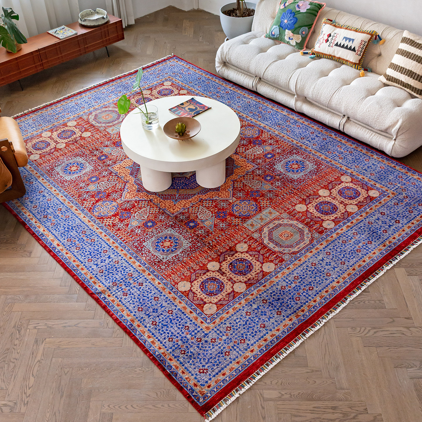 Visual taste Afghanistan imported hand-knotted wool carpet classic geometric retro living room carpet 3510
