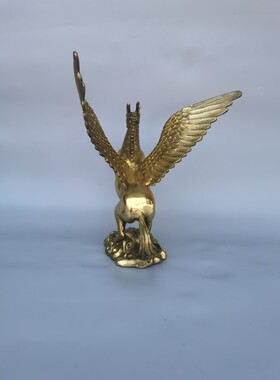 龙头飞马铜马摆件纯铜飞马十二生肖带翅膀马博物馆装饰摆设大