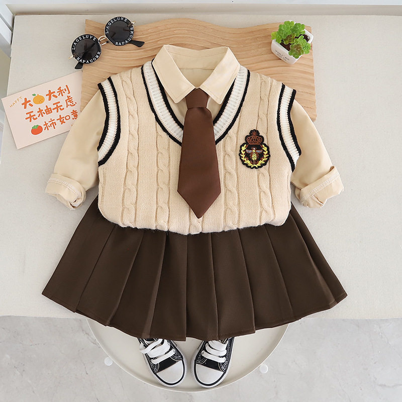 儿童毛衣马甲领带学院风套装男童女童兄妹装学院风三件套时髦童装,淘宝优惠券,粉丝福利购,淘宝优惠卷