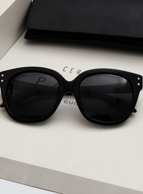 KWGMV 复古风大框猫眼墨镜女显脸小黑色太阳眼镜防紫外线偏光镜片