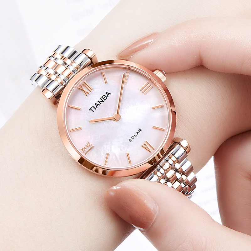 天霸新款时尚防水太阳能光能表女表 天霸国产腕表