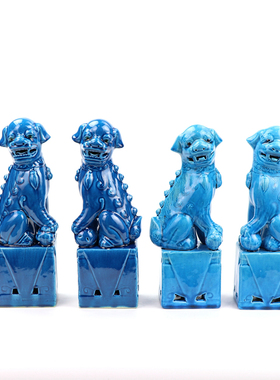 景德镇陶瓷孔雀蓝陈设雕塑