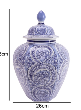 景德镇陶瓷花瓶储物罐新中式客厅电视柜插花花器酒店名宿花束摆件