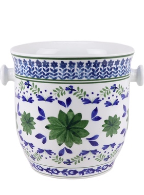 景德镇陶瓷青花斗彩绿色果篮啤酒篮现代创意家居手工花篮摆件收纳