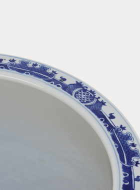 景德镇陶瓷仿古手绘青花山水园林双狮头环缸花盆庭院中式家居摆件