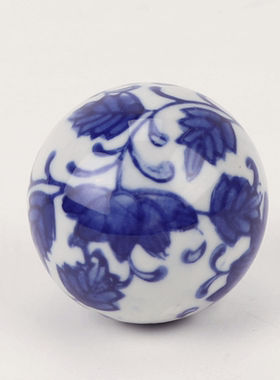 景德镇陶瓷青花漂浮球中式装饰家居摆件鱼池鱼缸民间装饰球4cm