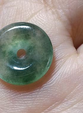 天然翡翠A货平安扣冰绿飘花迷你平安扣男女款龙本命年礼物