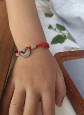 翡翠玉A货平安扣手绳脚绳亲子男女宝宝成人手工原创编织简单调节