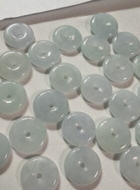 天然翡翠小平安扣可编手链脚链diy配件玉石11毫米淡紫绿底