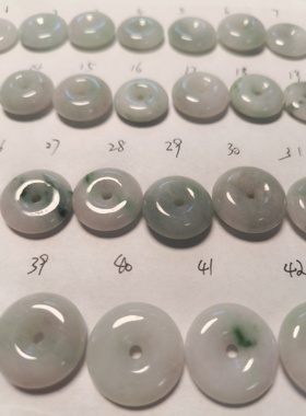 天然缅甸A货飘花平安扣小吊坠男女款项链厚玉石独特编手绳怀古扣