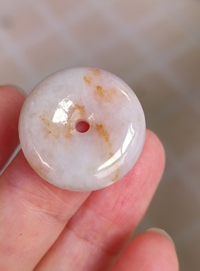 天然缅甸翡翠A货平安扣洒金玉扣绿底平安扣男女学生儿童吊坠项链