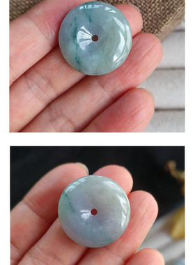 天然缅甸翡翠春彩平安扣吊坠项链男女简约独特礼物儿童父母锁骨链