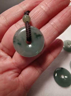 天然翡翠A货平安扣老料油青飘花种水好手链吊坠男女新款送父母礼