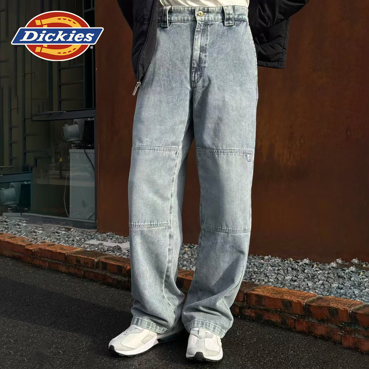 【田嘉瑞同款】Dickies25秋冬新款 背后logo刺绣牛仔直筒双膝裤
